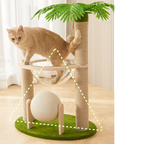EcoPawPaw Palm Tree Cat Scratcher with Acrylic Space Capsule Bed – Modern Cat Lounge, Sisal Scratching Posts & Interactive Scratching Ball
