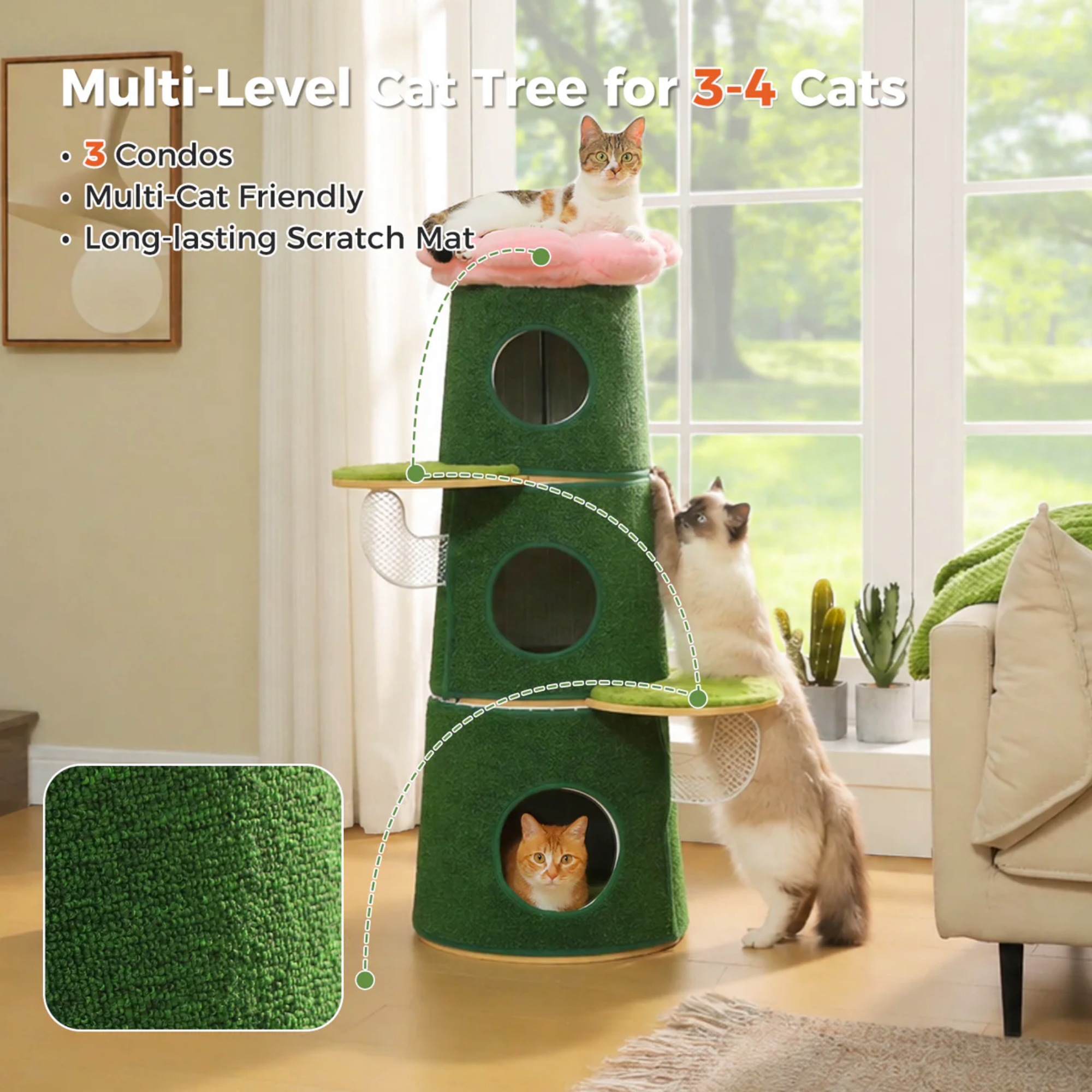 EcoPawPaw Modern Open-Air Cat Tower
