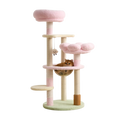 EcoPawPaw 128cm Pink Flower Cat Tree with Transparent Hammock & Sisal Scratching Posts