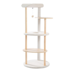EcoPawPaw 124.5cm Japanese Minimalist Wooden Cat Tree – Modern Japandi Cat Tower with Scratching Post, Washable Pads & Perches