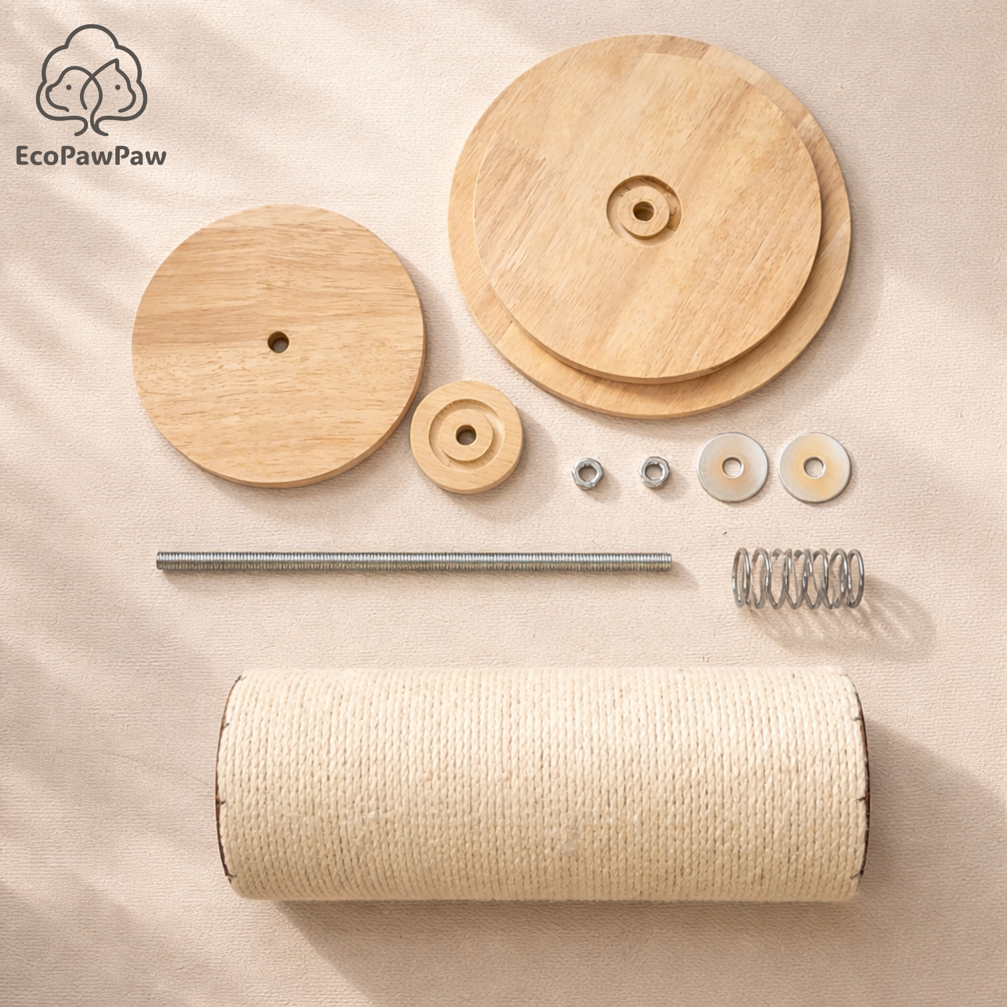 Adjustable Ceiling-to-Floor Solid Oak Cat Tree (240–280 cm)