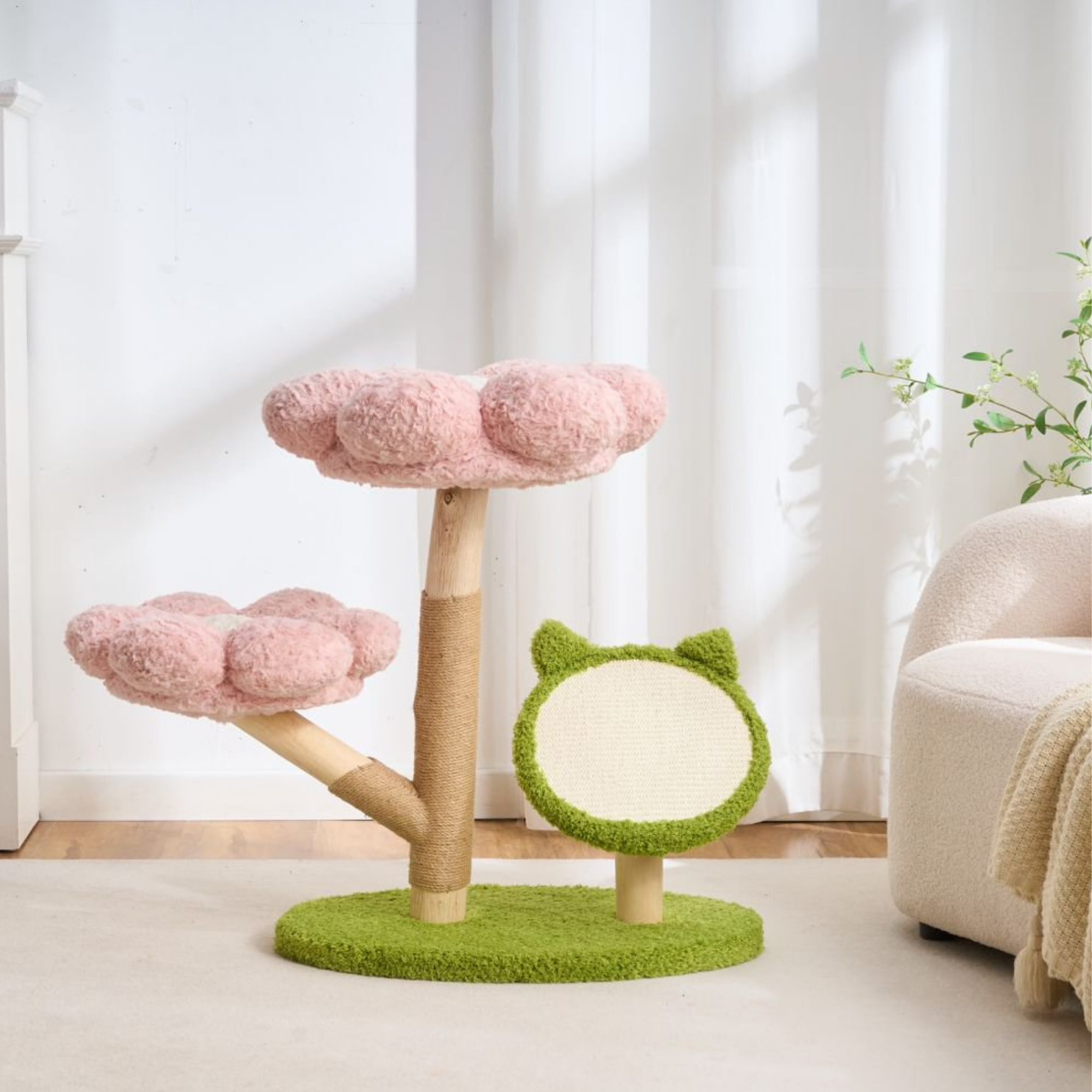 EcoPawPaw Four Seasons Bloom™ Solid Wood Cat Tree