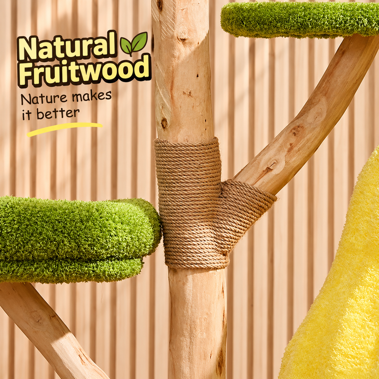 EcoPawPaw Natural Wood Cat Tree – A Little Fruit Paradise for Your Cat!