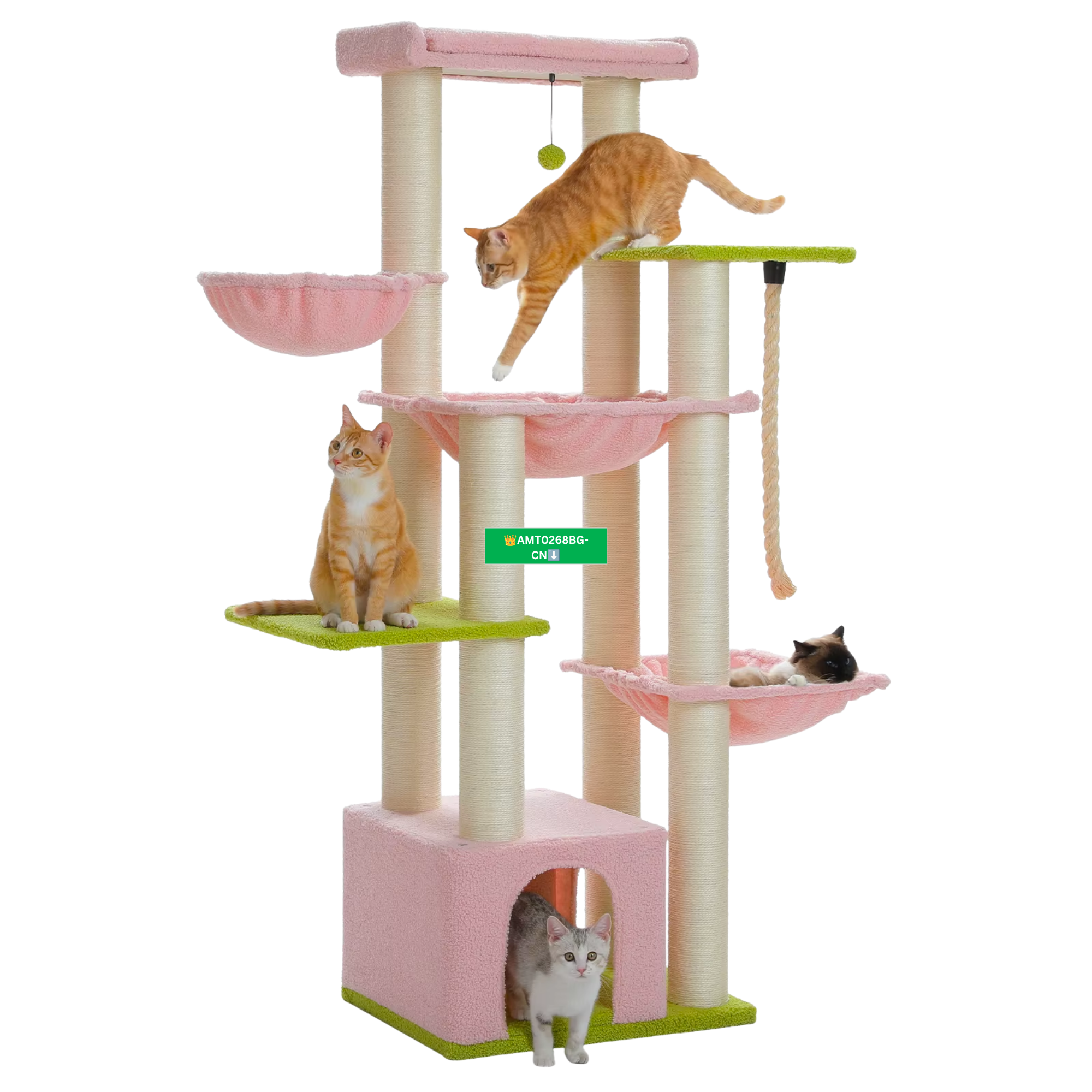 Ecopawpaw XXL Cat Tree for Large Cats 170CM – Heavy Duty Cat Tower with Extra Thick Sisal Posts, Hammocks, Condo & Large Platforms for Maine Coons