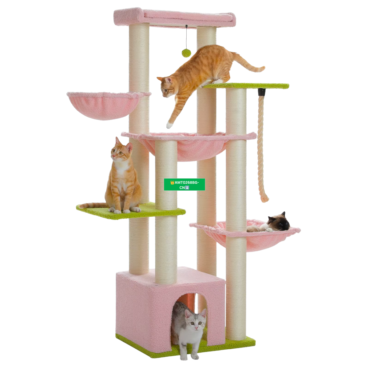 Ecopawpaw XXL Cat Tree for Large Cats 170CM – Heavy Duty Cat Tower with Extra Thick Sisal Posts, Hammocks, Condo & Large Platforms for Maine Coons