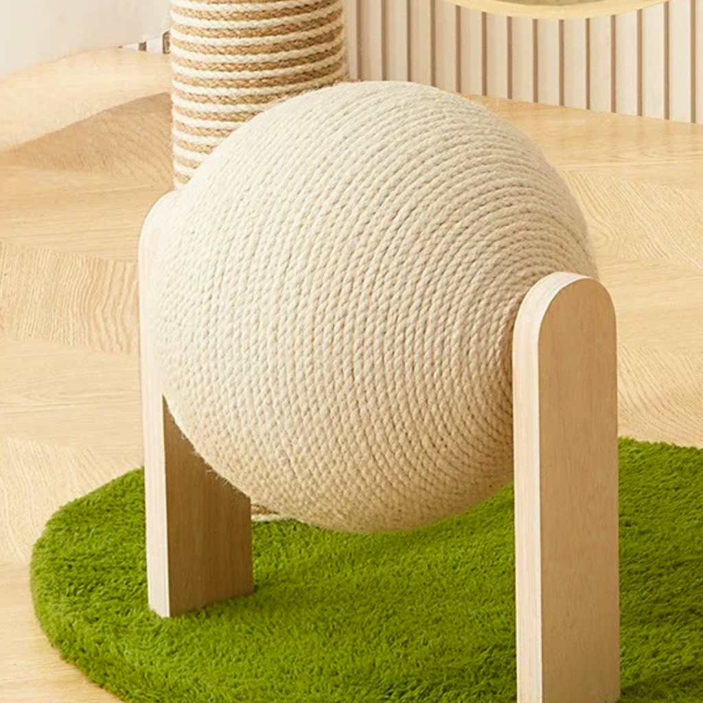 EcoPawPaw Palm Tree Cat Scratcher with Acrylic Space Capsule Bed – Modern Cat Lounge, Sisal Scratching Posts & Interactive Scratching Ball