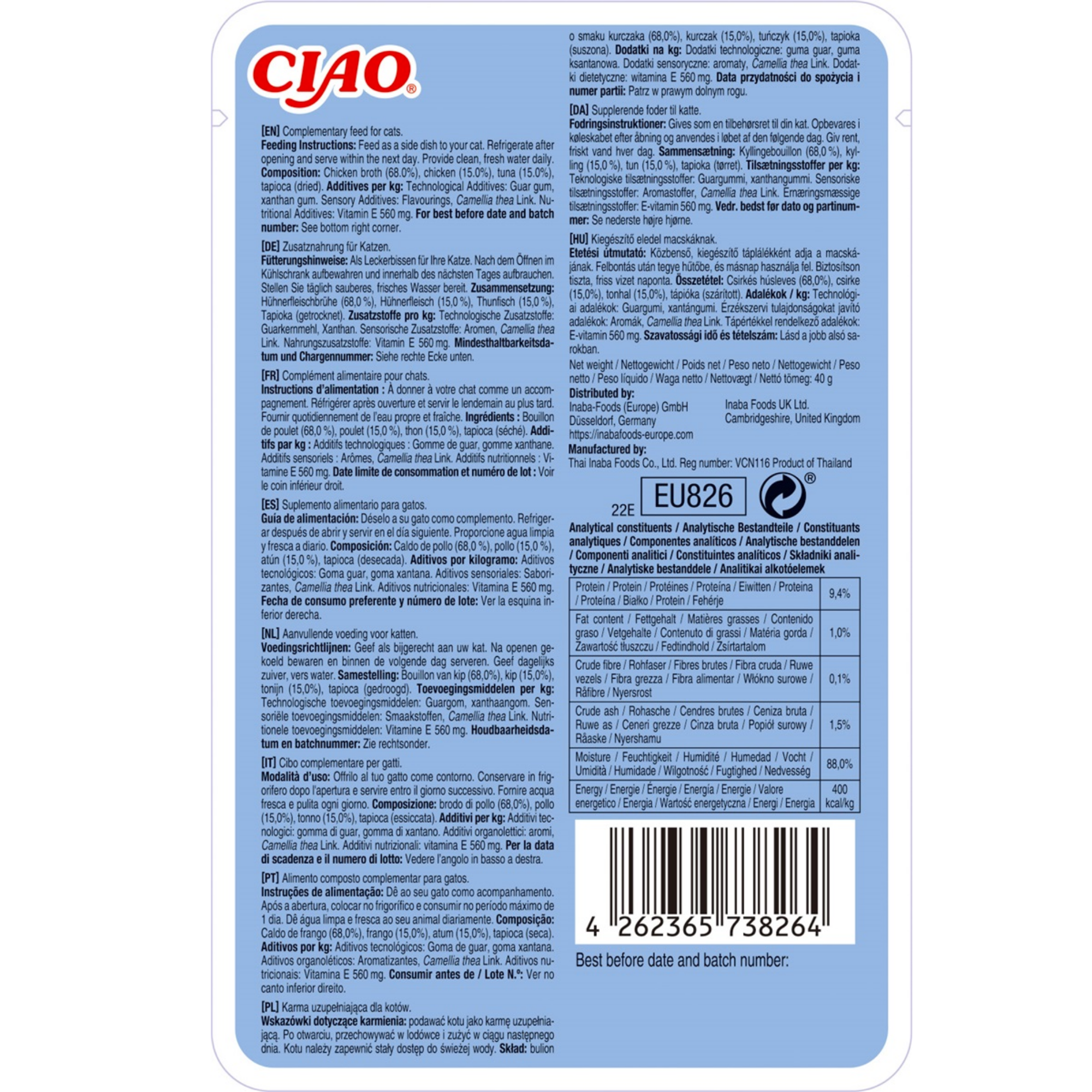 CIAO Broth Cat Food Pouches – Hydrating Chicken & Seafood Broth Wet Cat Treats with Real Shredded Meat