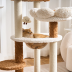 EcoPawPaw 128cm Flower Cat Tree with Transparent Hammock & Sisal Scratching Posts
