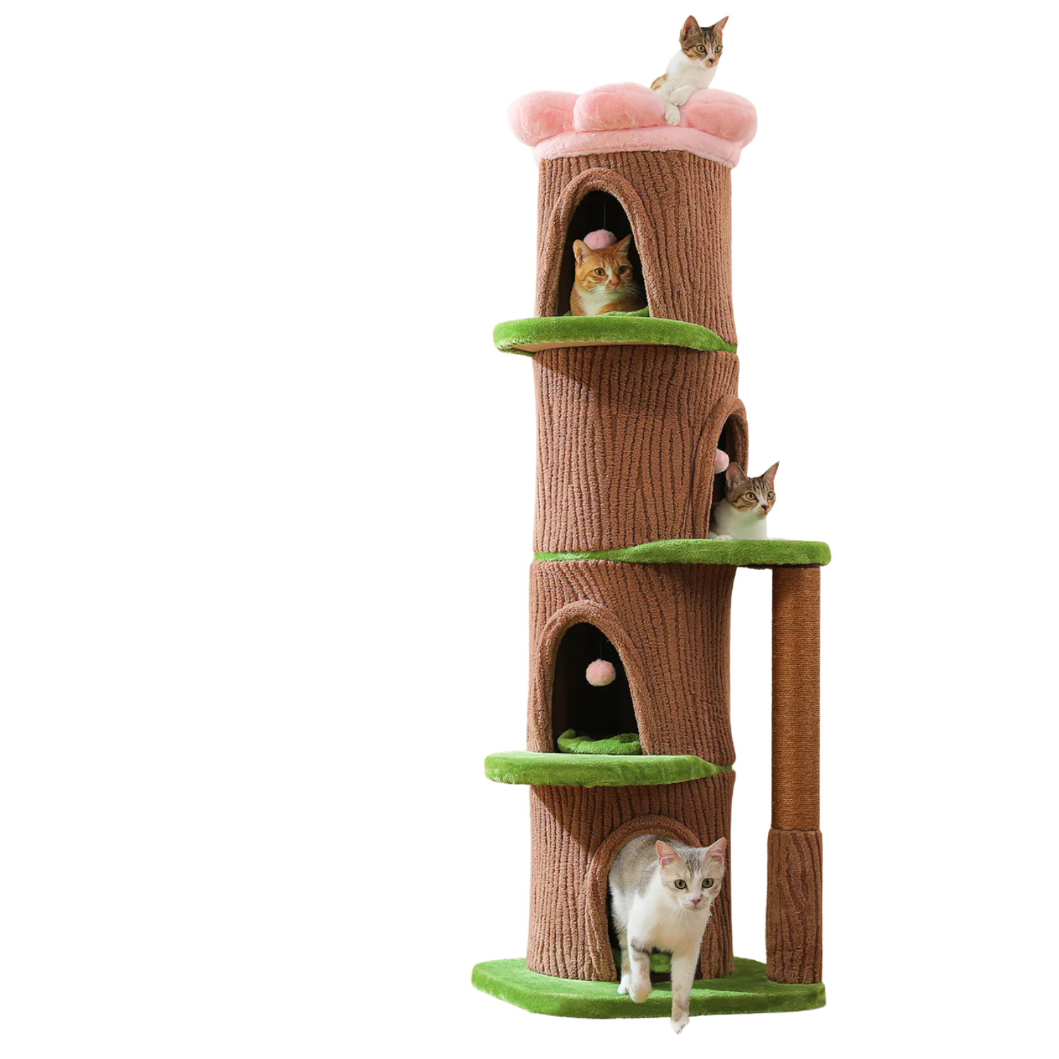 EcoPawPaw Forest Cat Tree Tower with Flower Perch