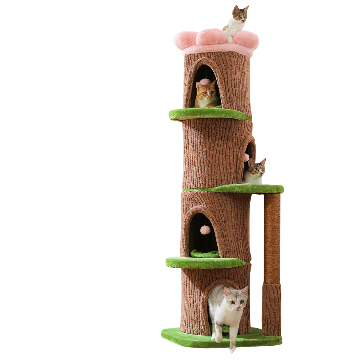 EcoPawPaw Forest Cat Tree Tower with Flower Perch