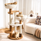 EcoPawPaw 128cm Flower Cat Tree with Transparent Hammock & Sisal Scratching Posts