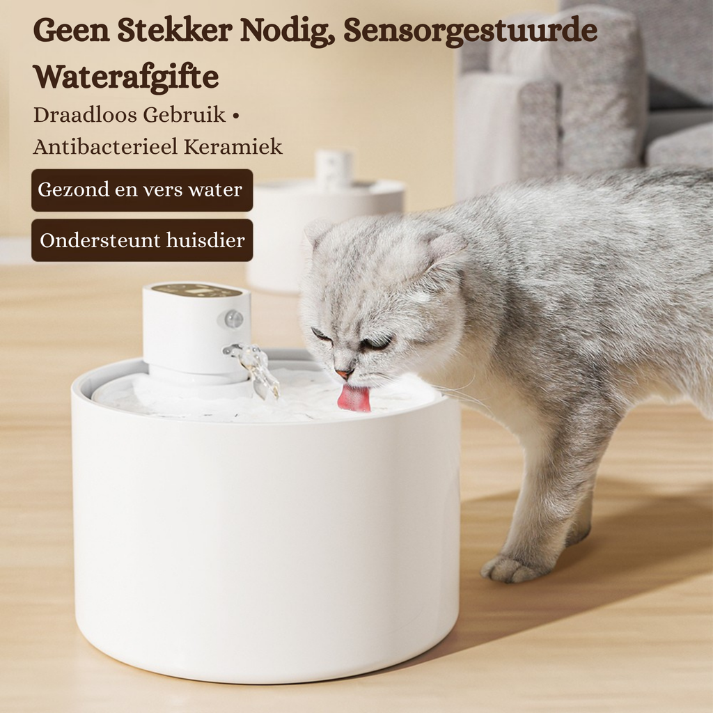 EcoPawPaw Wireless Ceramic Cat Water Fountain – Smart Hydration for Healthier Pets