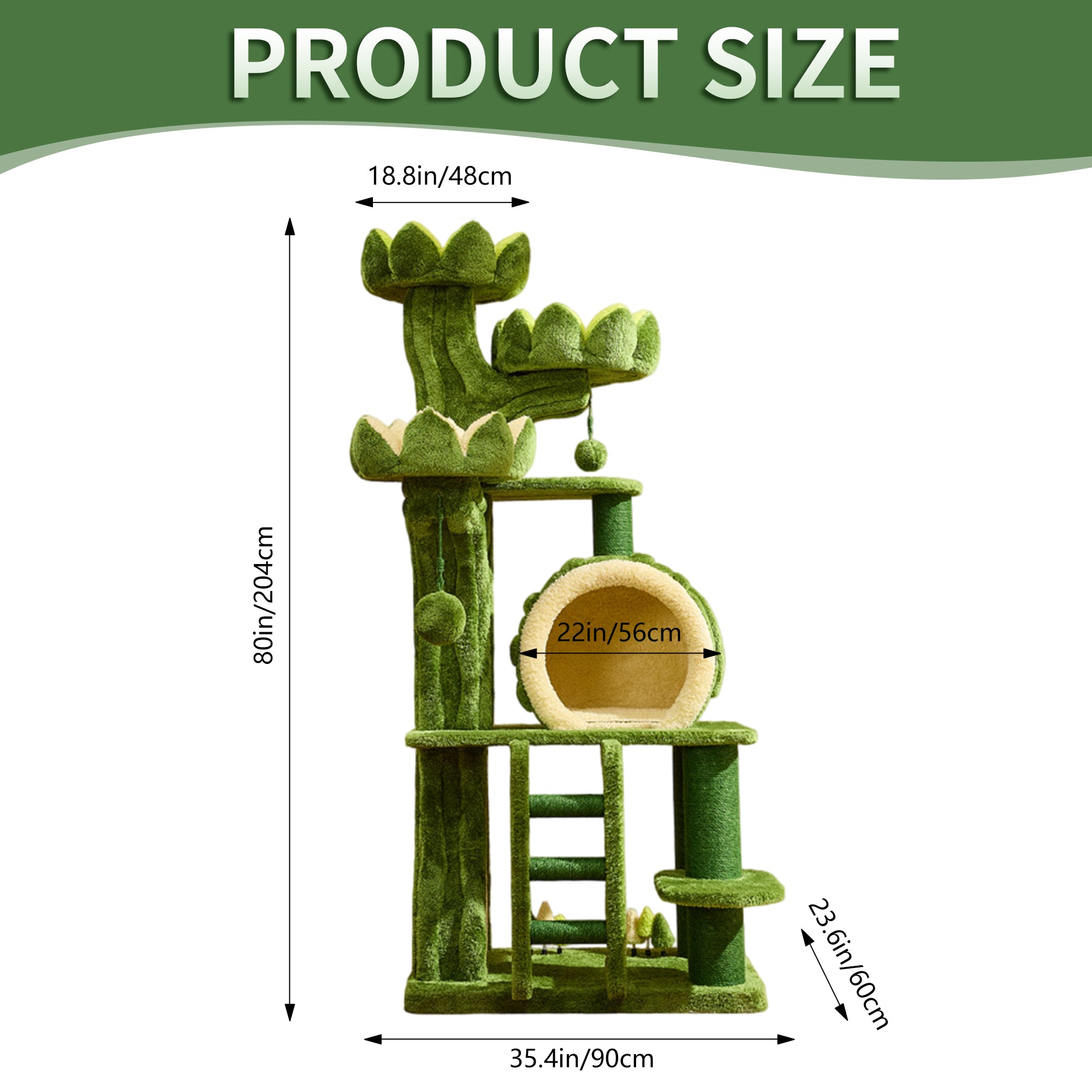 EcoPawPaw Lotus Forest Cat Tree – 204 cm Tall Multi-Level Cat Tower with Lotus Beds, Cat Cave & Sisal Scratching Posts