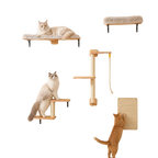 EcoPawPaw Natural Wall-Mounted Cat Climbing Set