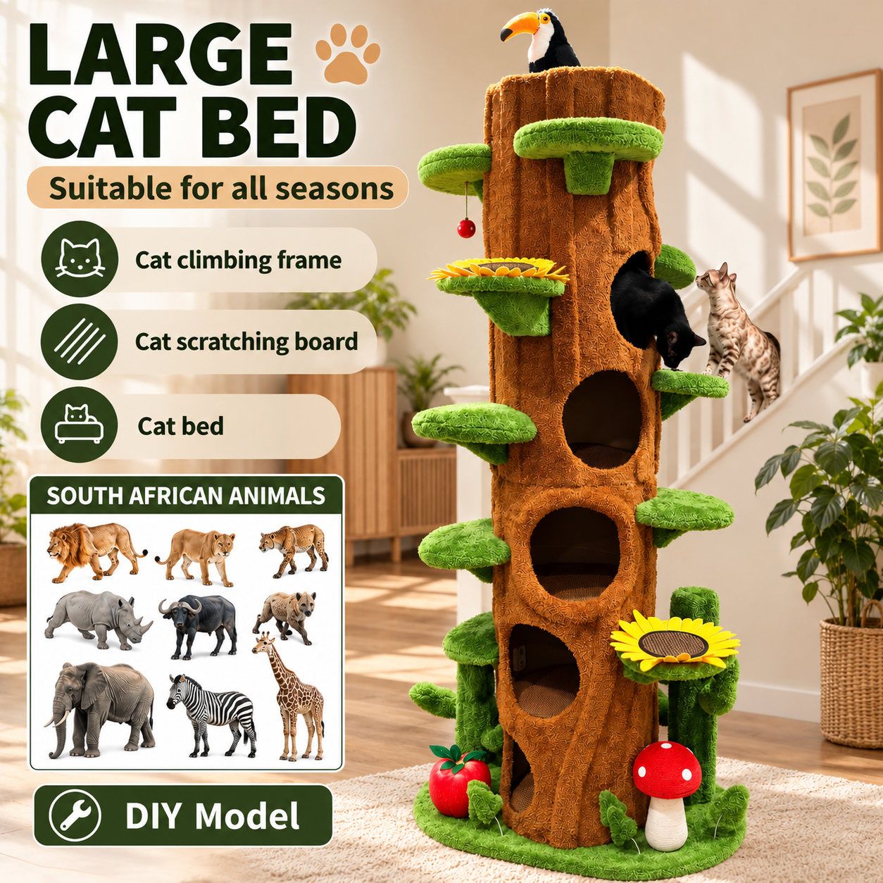 EcoPawPaw Forest Giant XXL Cat Tree – 230 cm Multi-Level Adventure Tower