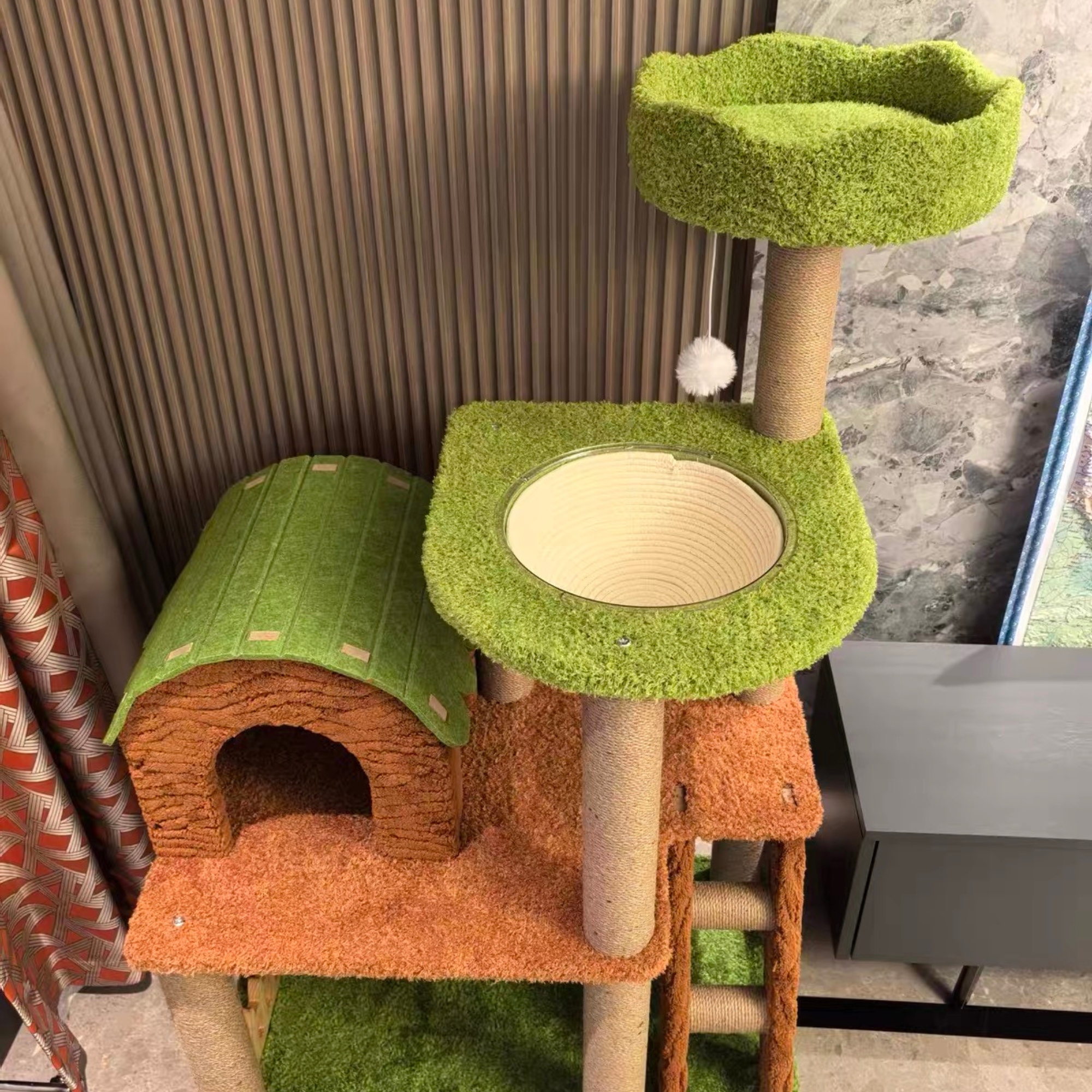 EcoPawPaw Forest Cottage Cat Tree Collection | Woodland Cat Tower with Cozy House, Scratching Posts & Lounge Bed