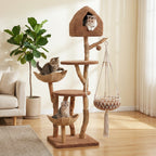 EcoPawPaw Luxury Natural Wood Cat Tree 180cm | Multi-Cat Tower