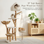 EcoPawPaw Luxury Natural Wood Cat Tree 180cm | Multi-Cat Tower