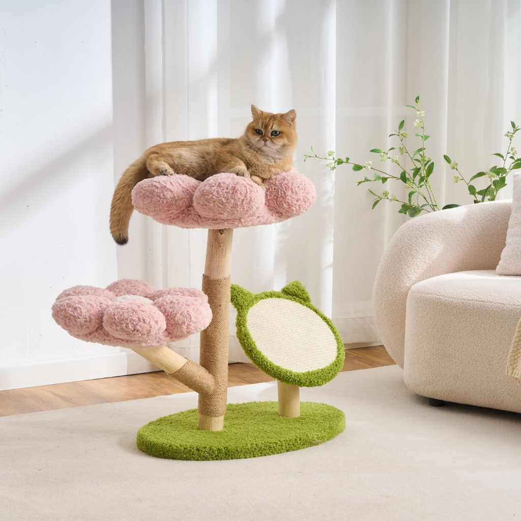 EcoPawPaw Four Seasons Bloom™ Solid Wood Cat Tree