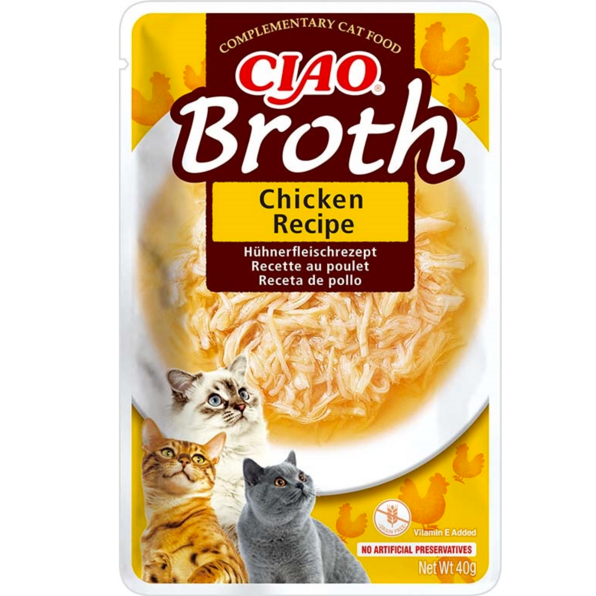 CIAO Broth Cat Food Pouches – Hydrating Chicken & Seafood Broth Wet Cat Treats with Real Shredded Meat