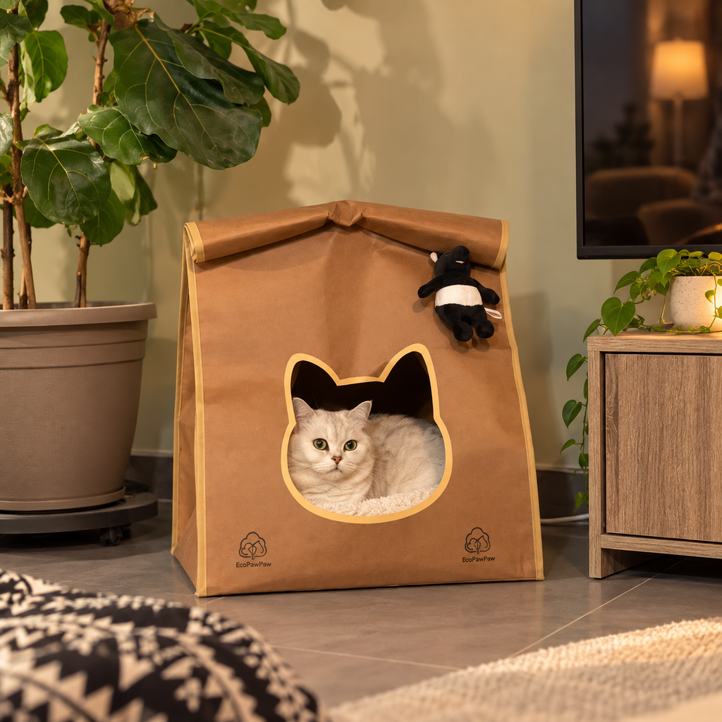 EcoPawPaw Personalised Kraft Paper Cat House – Eco-Friendly, Waterproof & Cozy