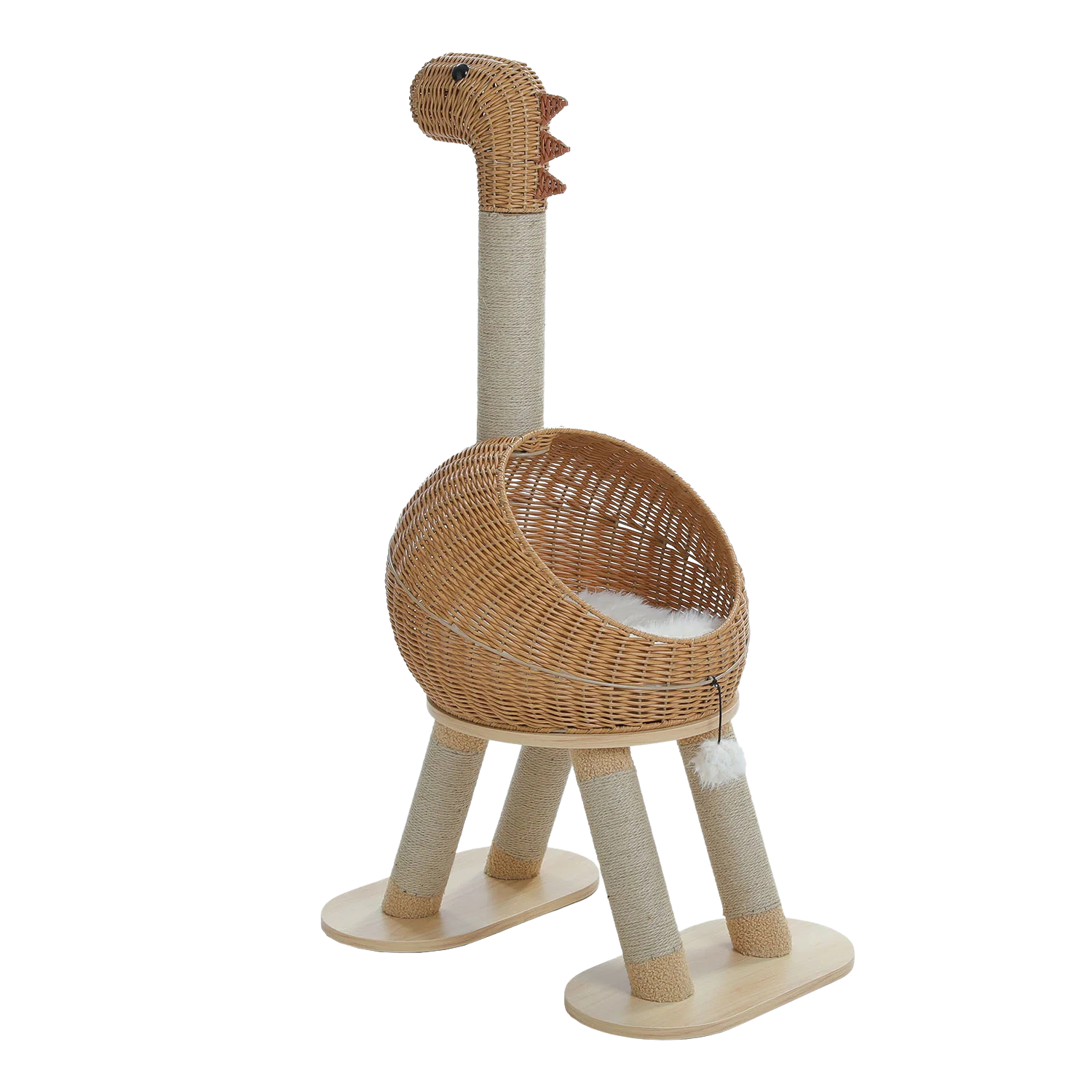 Handwoven Rattan Dinosaur Cat Tree