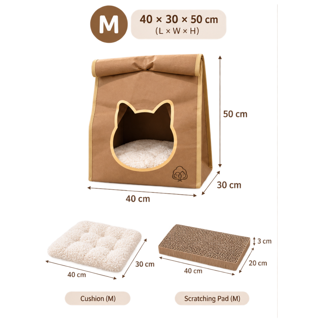 EcoPawPaw Personalised Kraft Paper Cat House – Eco-Friendly, Waterproof & Cozy