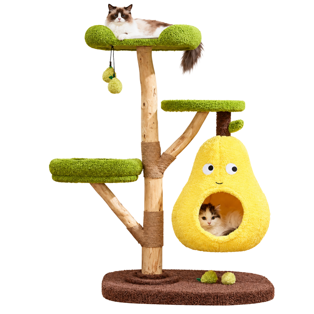 EcoPawPaw Natural Wood Cat Tree – A Little Fruit Paradise for Your Cat!