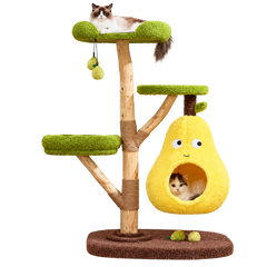 EcoPawPaw Natural Wood Cat Tree – A Little Fruit Paradise for Your Cat!