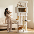 EcoPawPaw Luxury XXL Cat Tree for Large Cats – Multi-Level Cat Tower with 3 Hammocks, Spacious Condo & Thick Scratching Posts