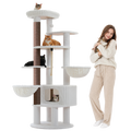 EcoPawPaw 188cm Luxury XXL Cat Tree for Large Cats – Heavy-Duty Multi-Level Cat Tower with 2 Hammocks, Large Condo & 8.9cm Thick Scratching Post