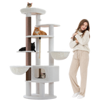 EcoPawPaw 188cm Luxury XXL Cat Tree for Large Cats – Heavy-Duty Multi-Level Cat Tower with 2 Hammocks, Large Condo & 8.9cm Thick Scratching Post