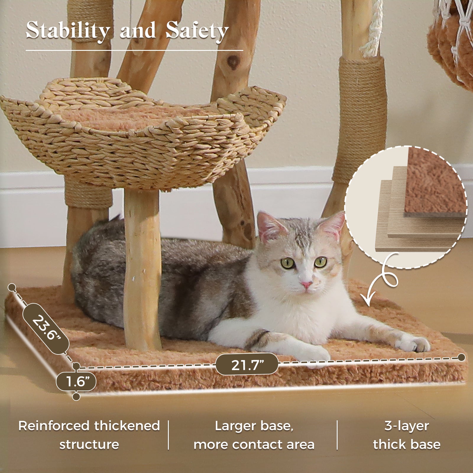 EcoPawPaw Luxury Natural Wood Cat Tree 180cm | Multi-Cat Tower