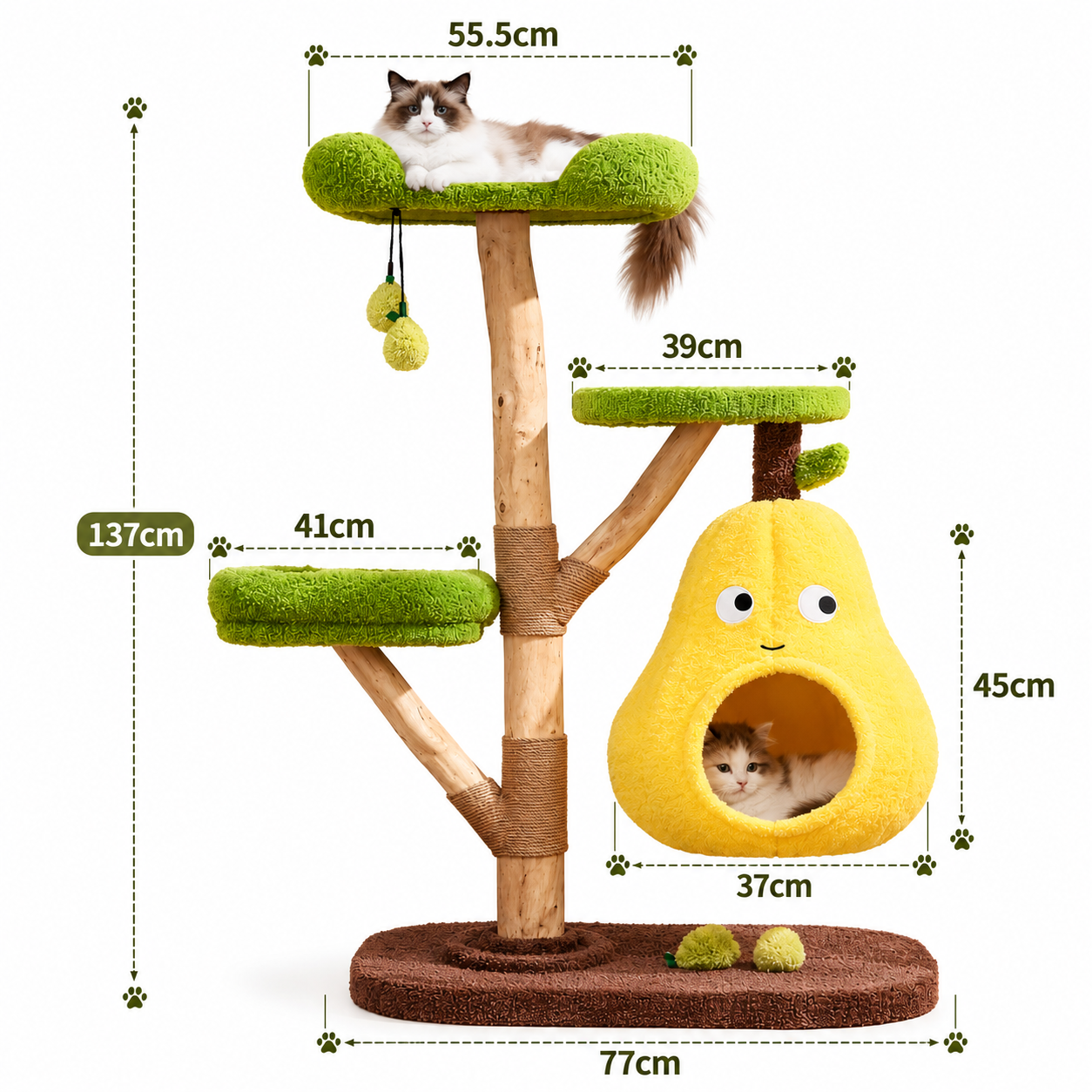 EcoPawPaw Natural Wood Cat Tree – A Little Fruit Paradise for Your Cat!