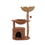 EcoPawPaw 102cm Natural Wood Cat Tree with Woven Basket & Cozy Cat House