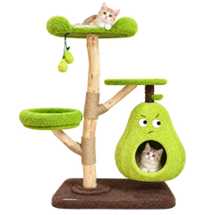 EcoPawPaw Natural Wood Cat Tree – A Little Fruit Paradise for Your Cat!