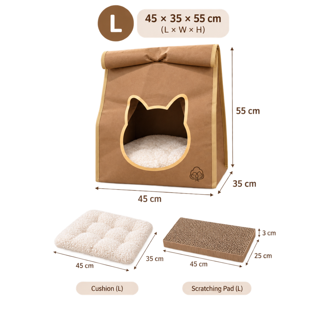EcoPawPaw Personalised Kraft Paper Cat House – Eco-Friendly, Waterproof & Cozy