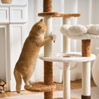 EcoPawPaw 128cm Flower Cat Tree with Transparent Hammock & Sisal Scratching Posts