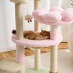 EcoPawPaw 128cm Pink Flower Cat Tree with Transparent Hammock & Sisal Scratching Posts