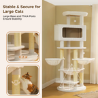 EcoPawPaw Luxury XXL Cat Tree for Large Cats – Multi-Level Cat Tower with 3 Hammocks, Spacious Condo & Thick Scratching Posts