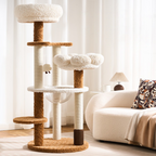 EcoPawPaw 128cm Flower Cat Tree with Transparent Hammock & Sisal Scratching Posts