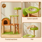 EcoPawPaw Forest Cottage Cat Tree Collection | Woodland Cat Tower with Cozy House, Scratching Posts & Lounge Bed