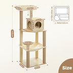 Wooden Cat Tree with Condo & Hammock