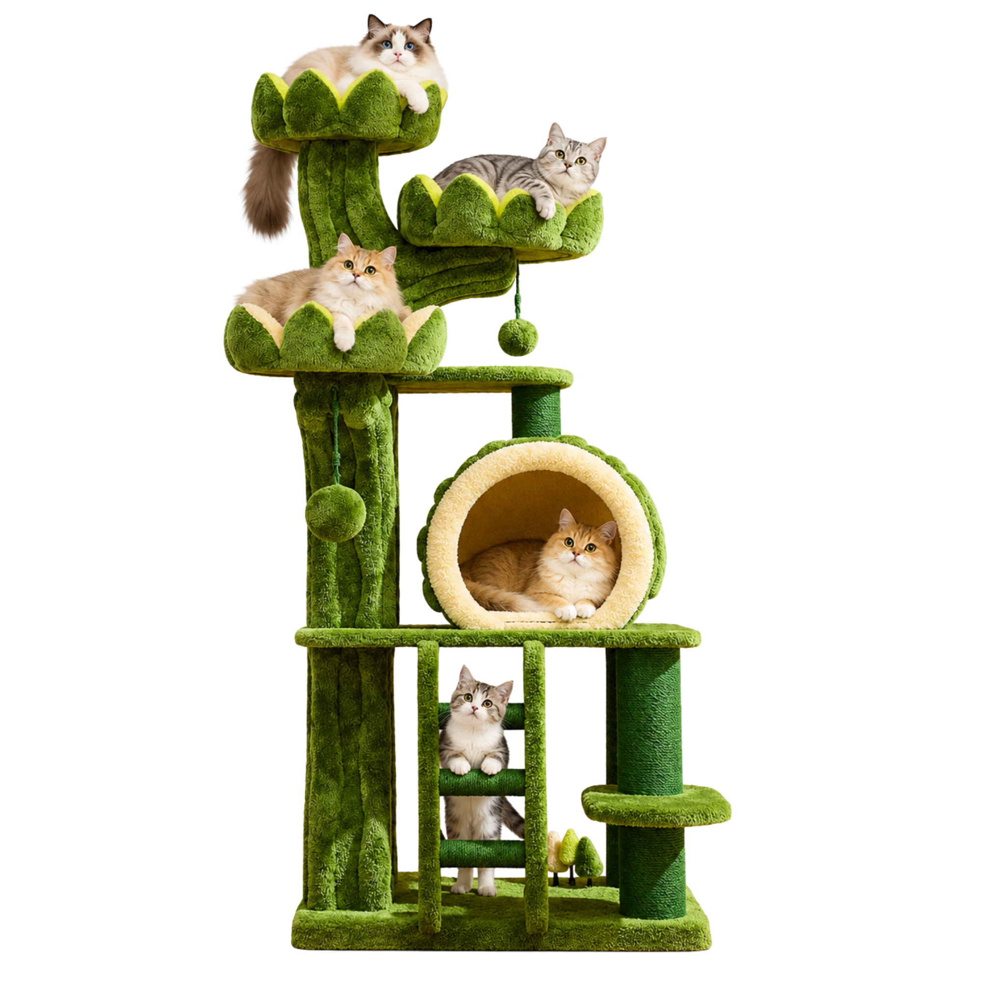 EcoPawPaw Lotus Forest Cat Tree – 204 cm Tall Multi-Level Cat Tower with Lotus Beds, Cat Cave & Sisal Scratching Posts