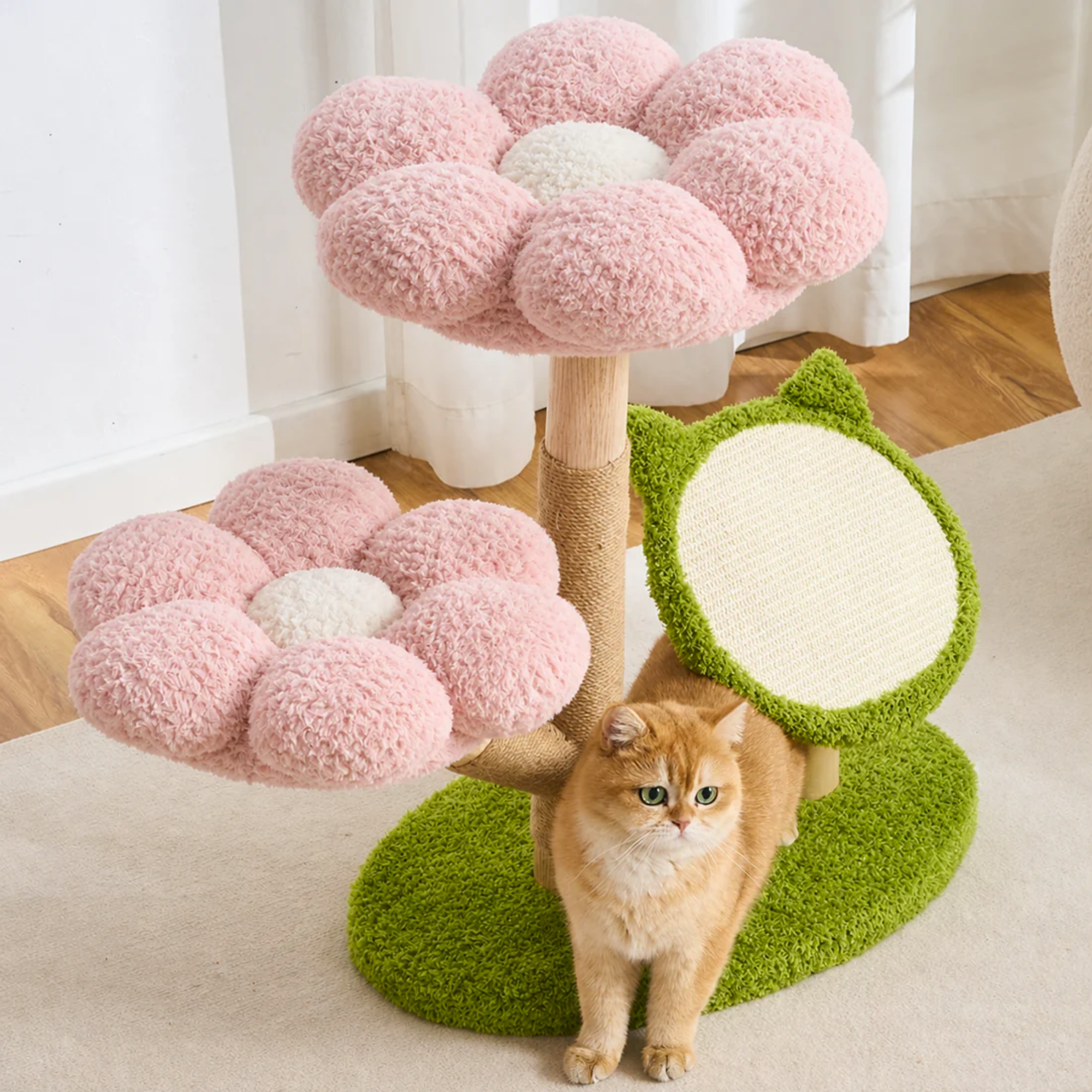 EcoPawPaw Four Seasons Bloom™ Solid Wood Cat Tree