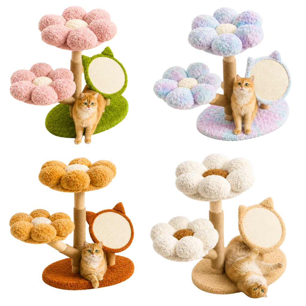 EcoPawPaw Four Seasons Bloom™ Solid Wood Cat Tree