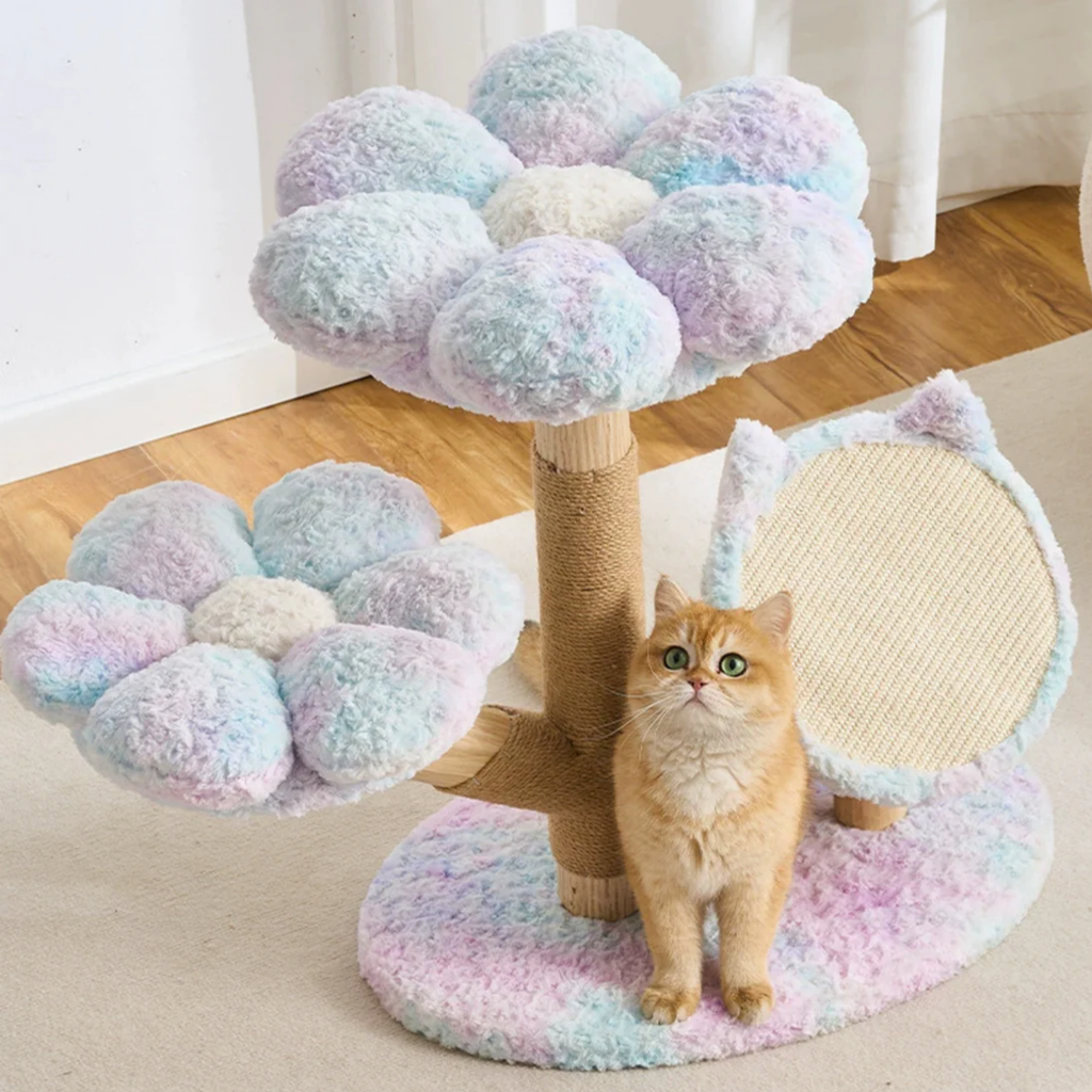 EcoPawPaw Four Seasons Bloom™ Solid Wood Cat Tree