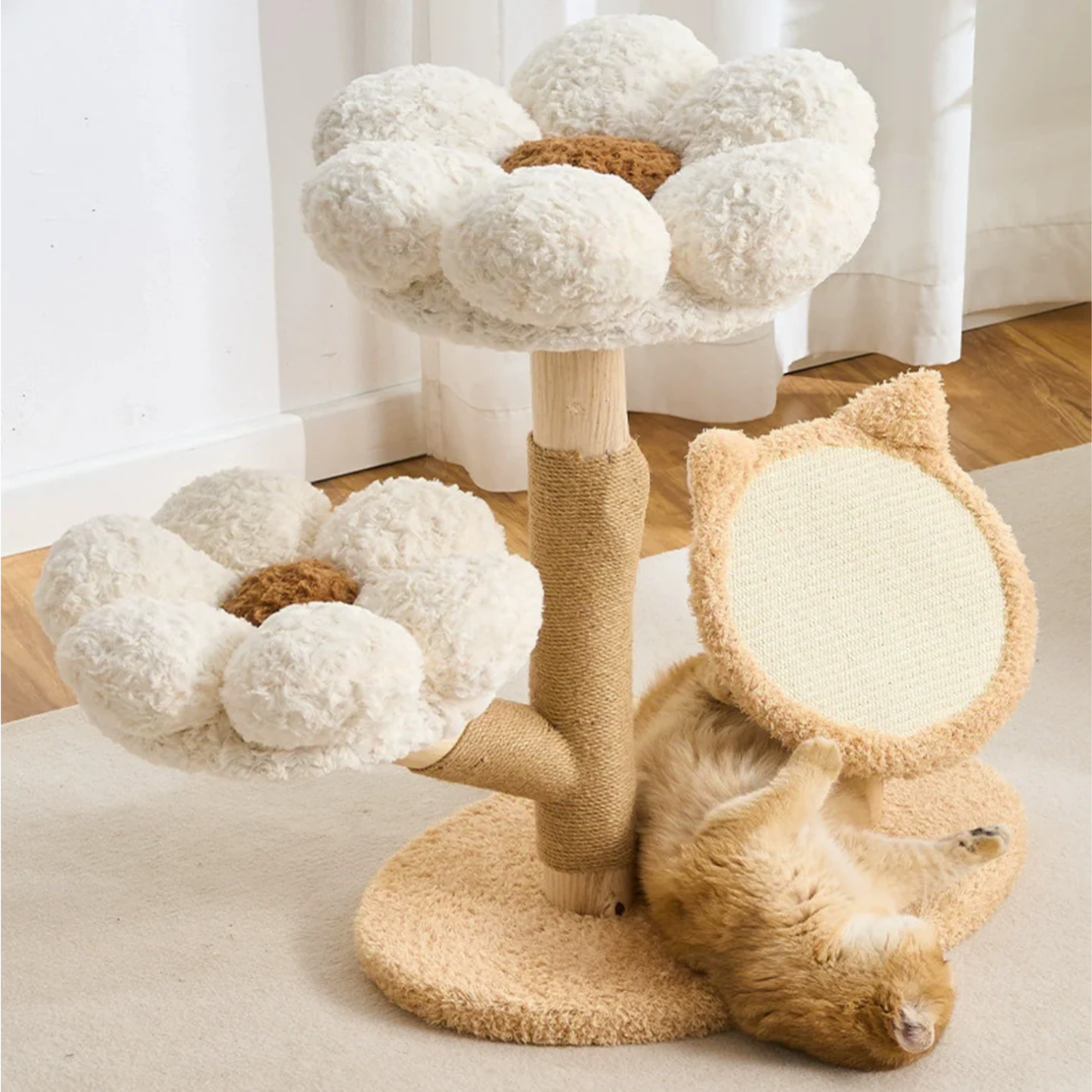EcoPawPaw Four Seasons Bloom™ Solid Wood Cat Tree