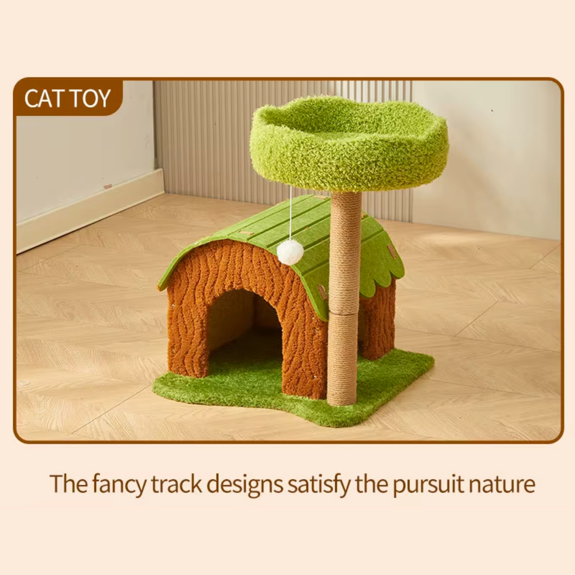 EcoPawPaw Forest Cottage Cat Tree Collection | Woodland Cat Tower with Cozy House, Scratching Posts & Lounge Bed