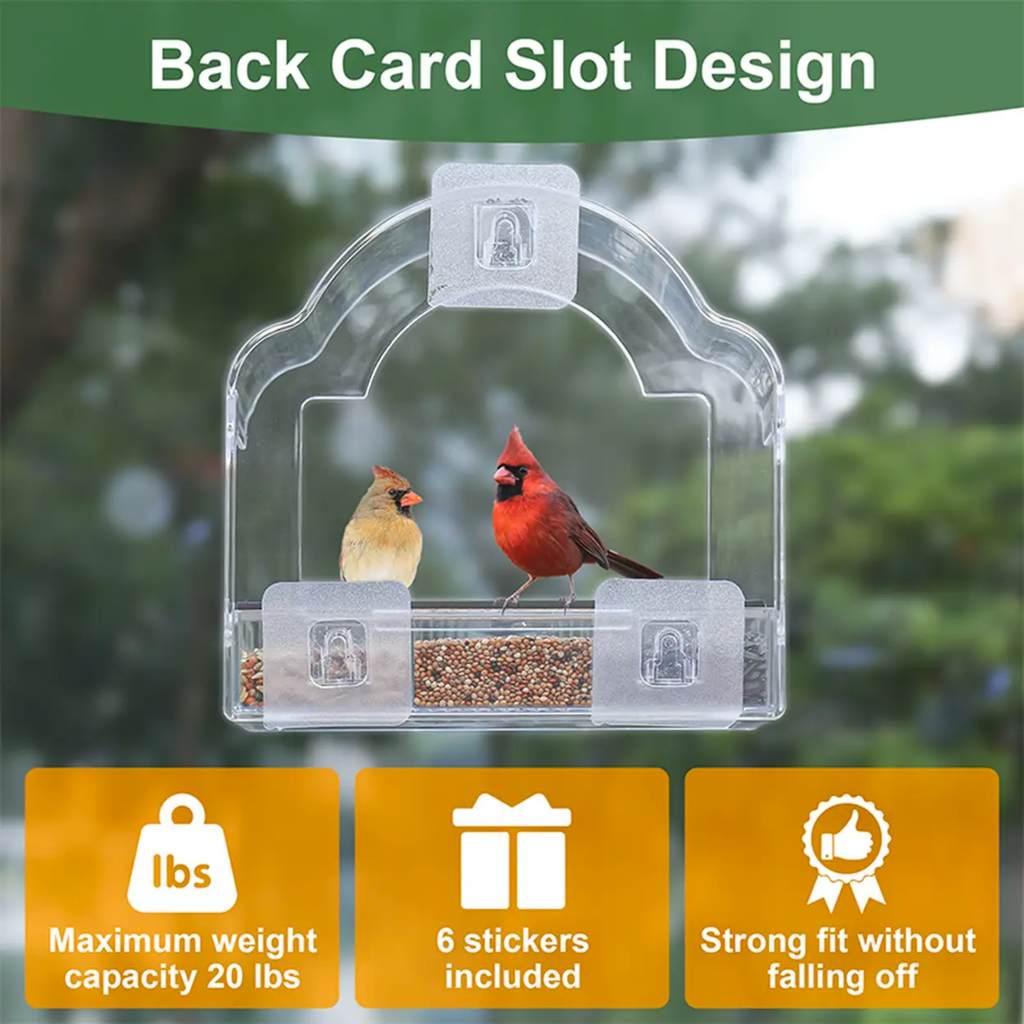 EcoPawPaw Clear Window Bird Feeder– Acrylic Weatherproof Bird Feeder for Outdoor Bird Watching
